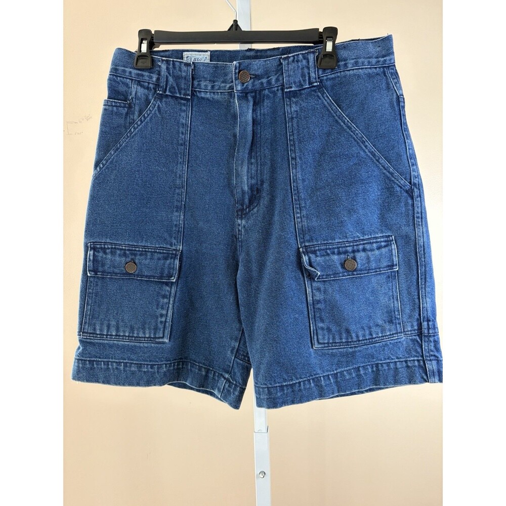 VTG H. Valentino Jean Shorts 90’s Medium Denim Sz.34 Y2K Front Big Pocket Cotton